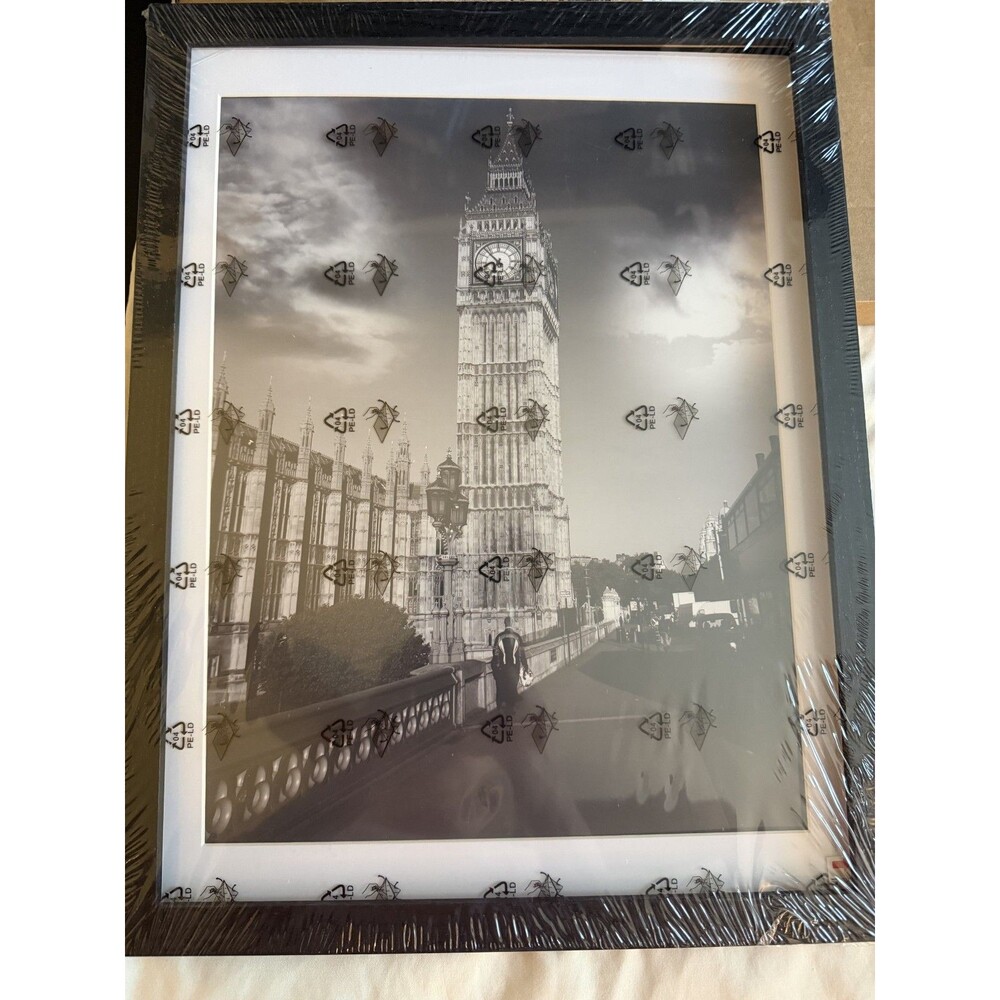 Big Ben London Black & White Framed Wall Art Print 17X13 Matted New Sealed